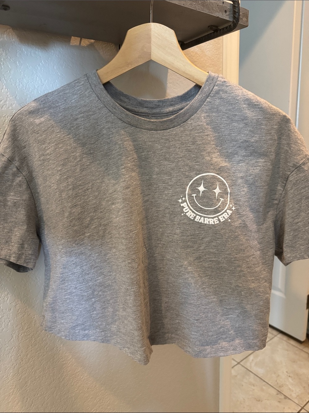 Pure Barre Gray Cropped Tee with White Logo